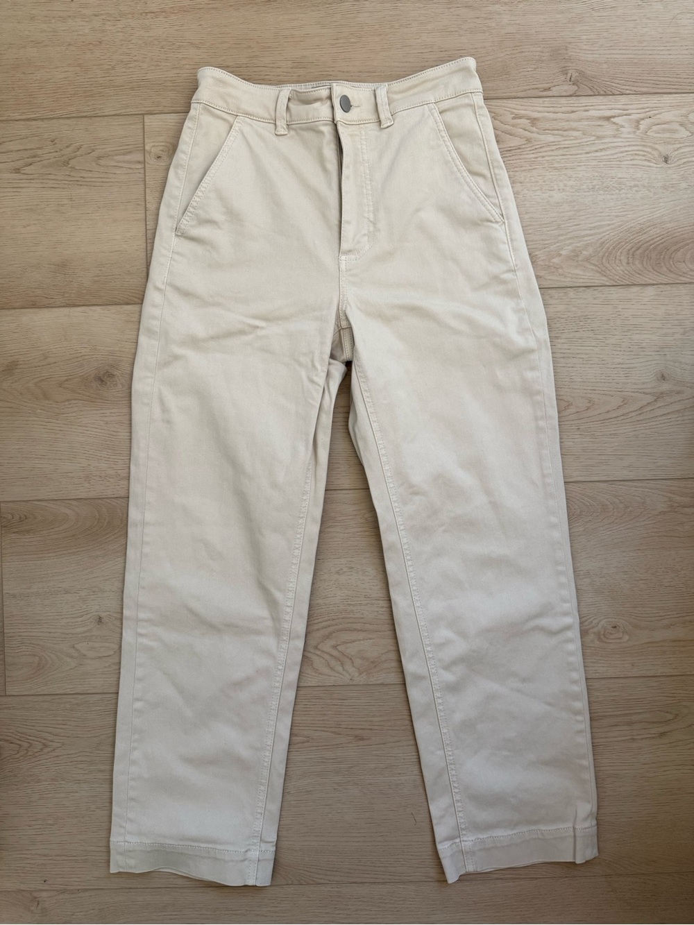 Everlane Women’s Cream Beige High Rise Straight Leg Crop Denim Pants 2